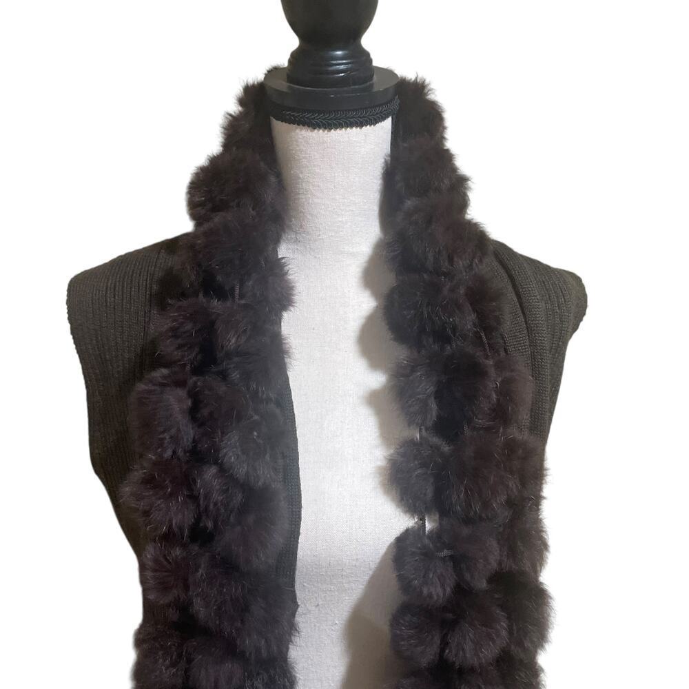 Alberto makali genuine rabbitfur pom pom shawl - Picture 5 of 10